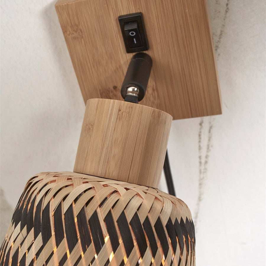 Applique Murale Java Orientable Bambou Noir et Naturel 15 cm