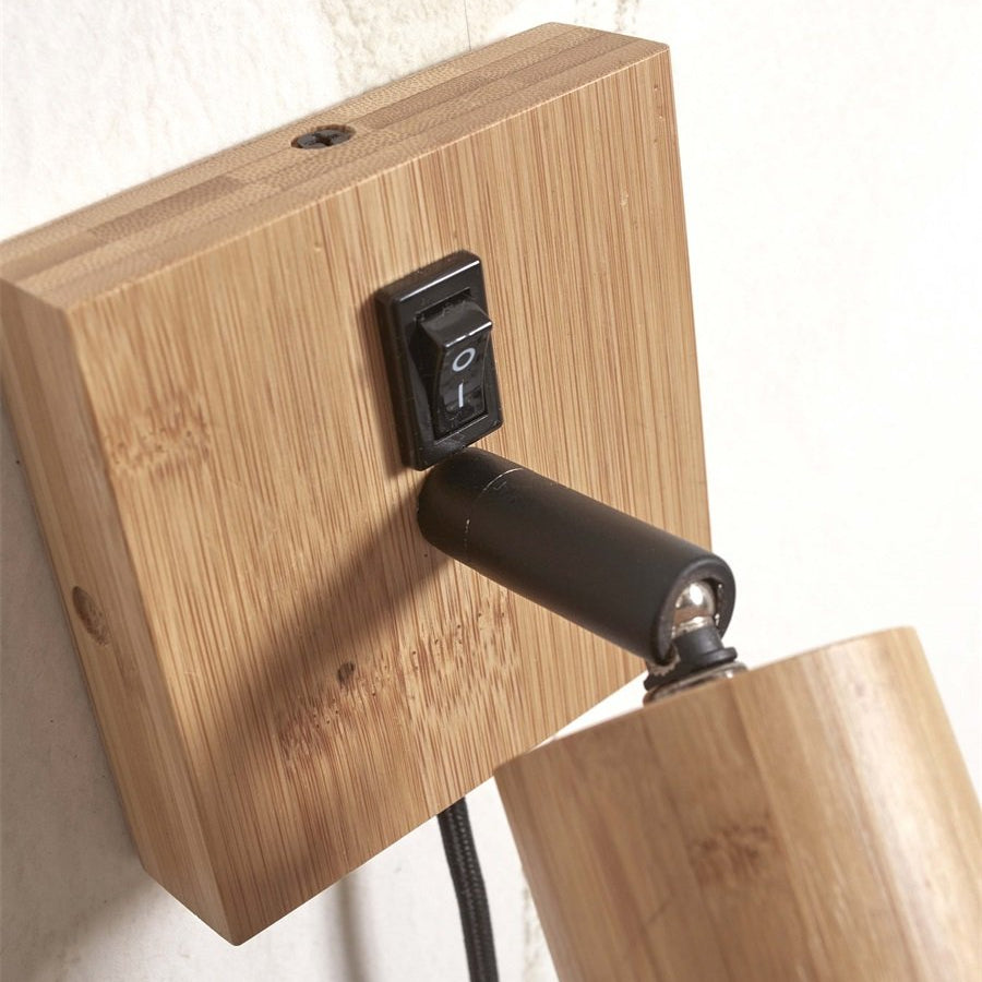 Applique Murale Java Orientable Bambou Noir et Naturel 15 cm