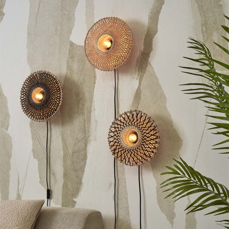 Applique Murale Kalimantan Bambou Tressé Naturel 30 cm