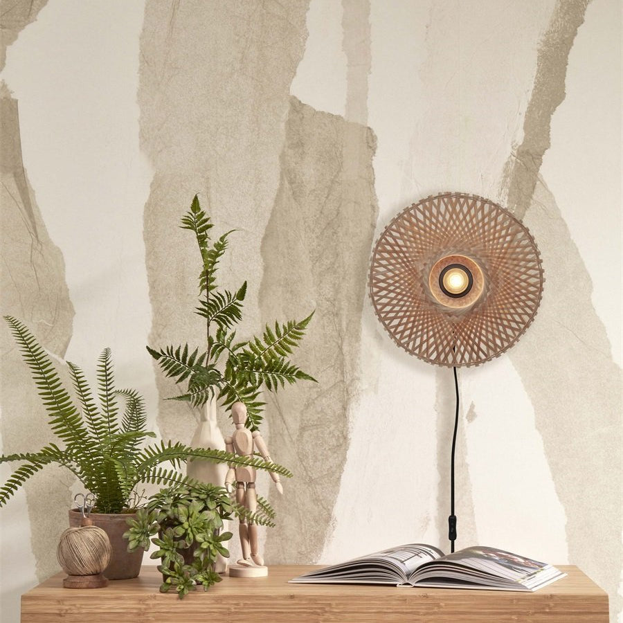 Applique Murale Kalimantan Bambou Tressé Naturel 30 cm