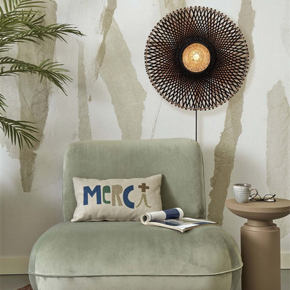 Applique Murale Kalimantan Bambou Tressé Noir et Naturel 60 cm