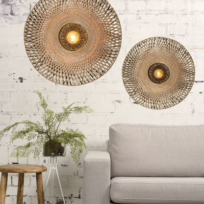 Applique Murale Kalimantan Bambou Tressé Naturel et Noir 60 cm