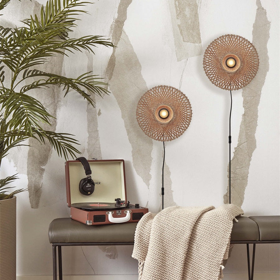 Applique Murale Kalimantan Bambou Tressé Naturel 30 cm