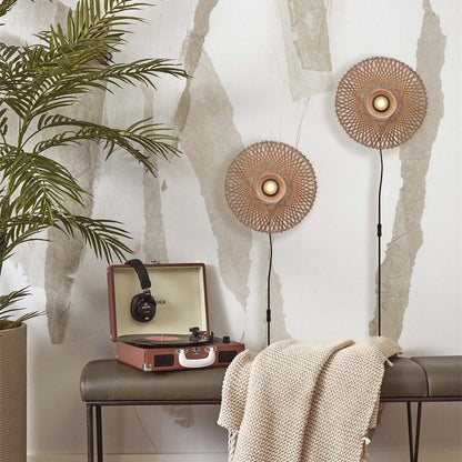 Applique Murale Kalimantan Bambou Tressé Naturel 30 cm