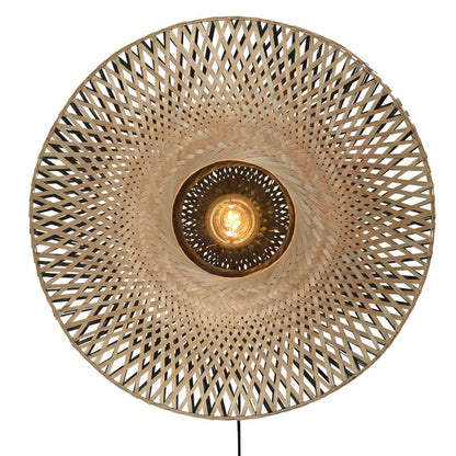 Applique Murale Kalimantan Bambou Tressé Naturel et Noir 60 cm