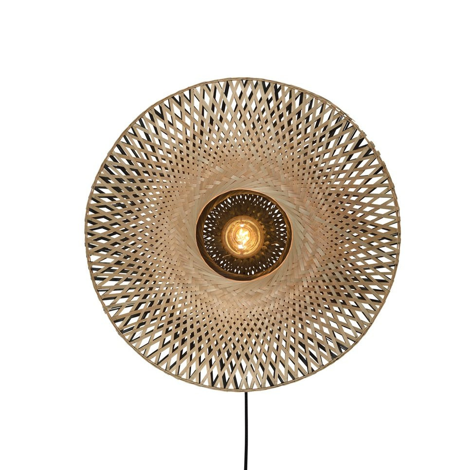 Applique Murale Kalimantan Bambou Tressé Naturel et Noir 44 cm