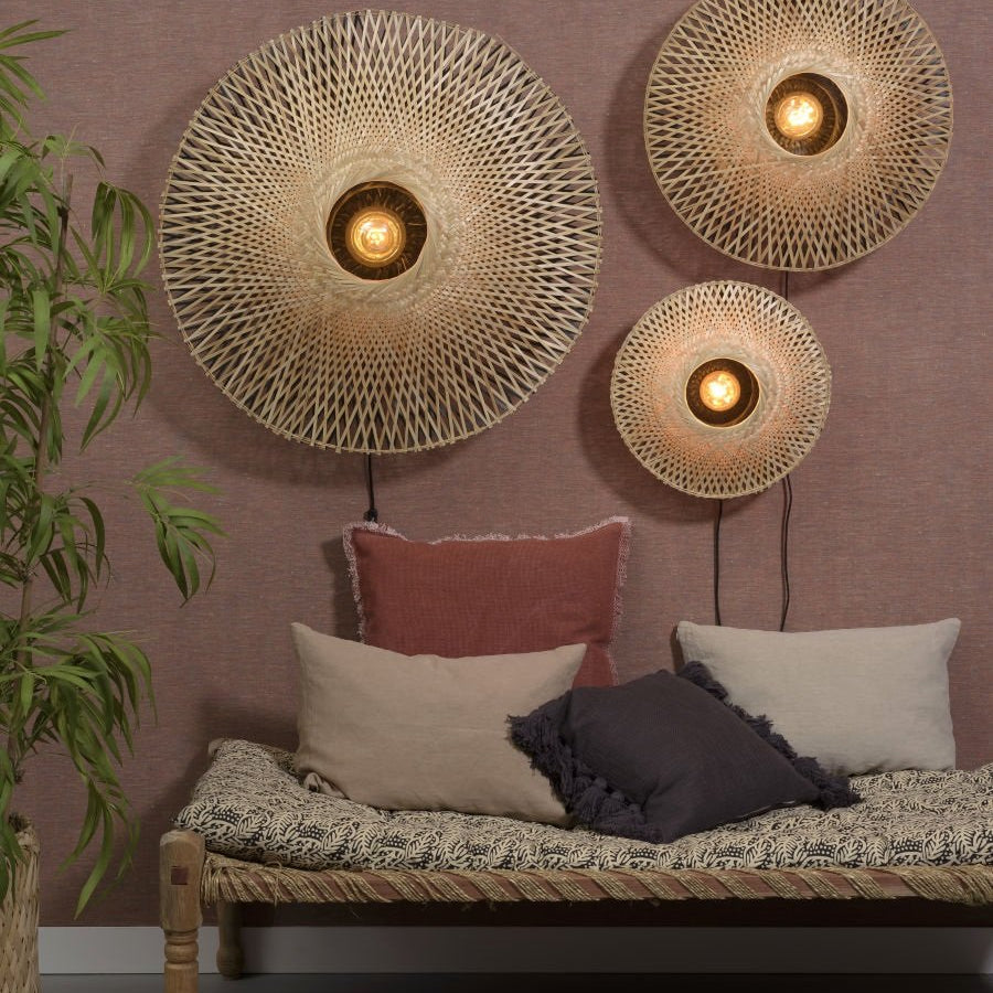 Applique Murale Kalimantan Bambou Tressé Naturel et Noir 60 cm