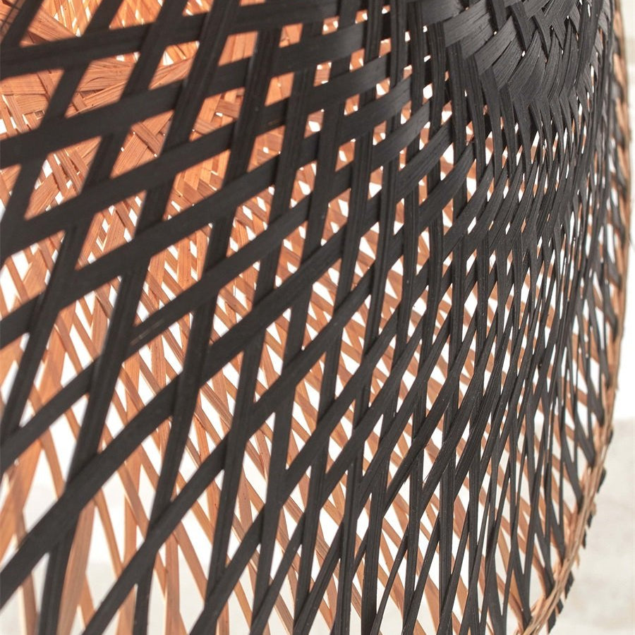 Applique Murale Kalimantan Bambou Tressé Noir et Naturel 60 cm