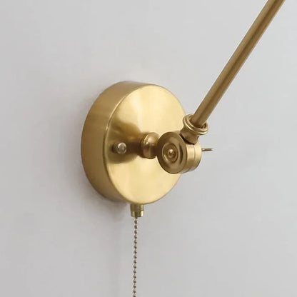 Applique Murale Vintage Orientable en Laiton avec Abat-jour en Céramique Rainurée