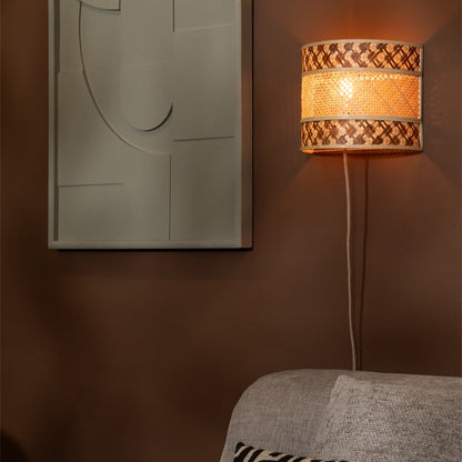 Applique Murale Langkawi Bambou Tressé Naturel et Brun 32 cm