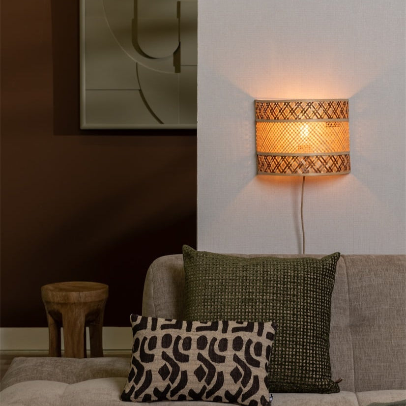 Applique Murale Langkawi Bambou Tressé Naturel et Brun 32 cm