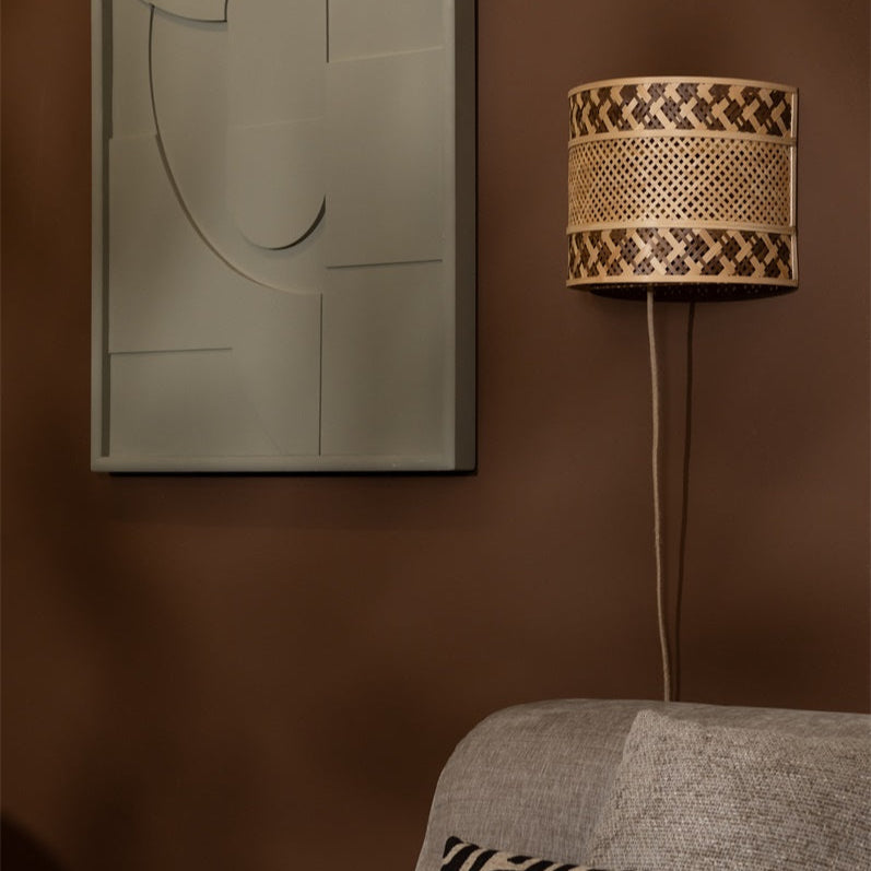 Applique Murale Langkawi Bambou Tressé Naturel et Brun 32 cm