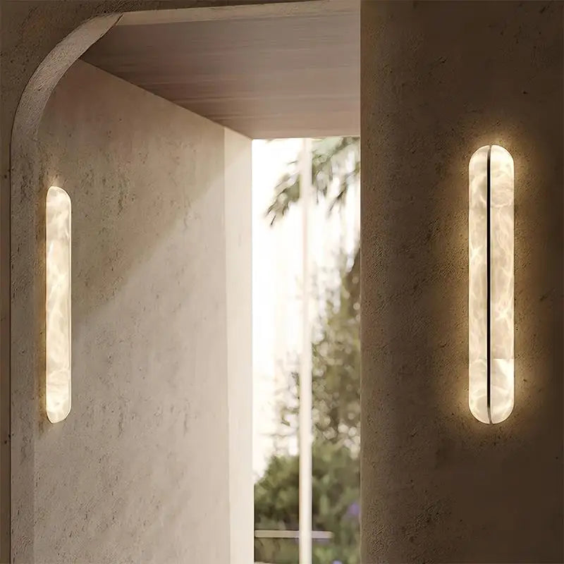 Applique Murale Ligne LED en Marbre et Cuivre