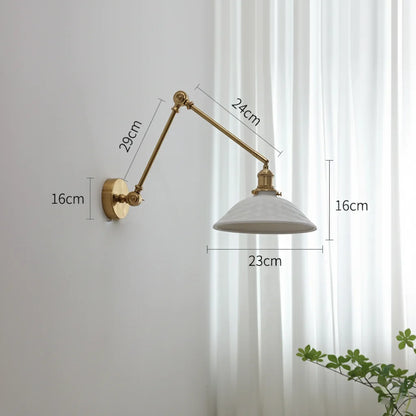 Applique Murale Bras Long Orientable en Laiton et Céramique