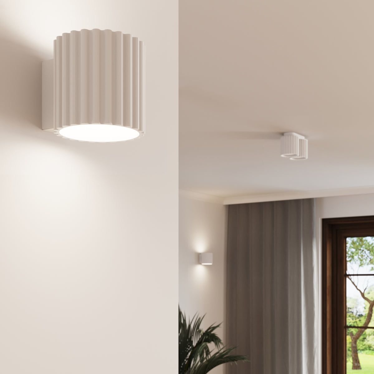 Applique murale Aura cannelée aluminium blanc