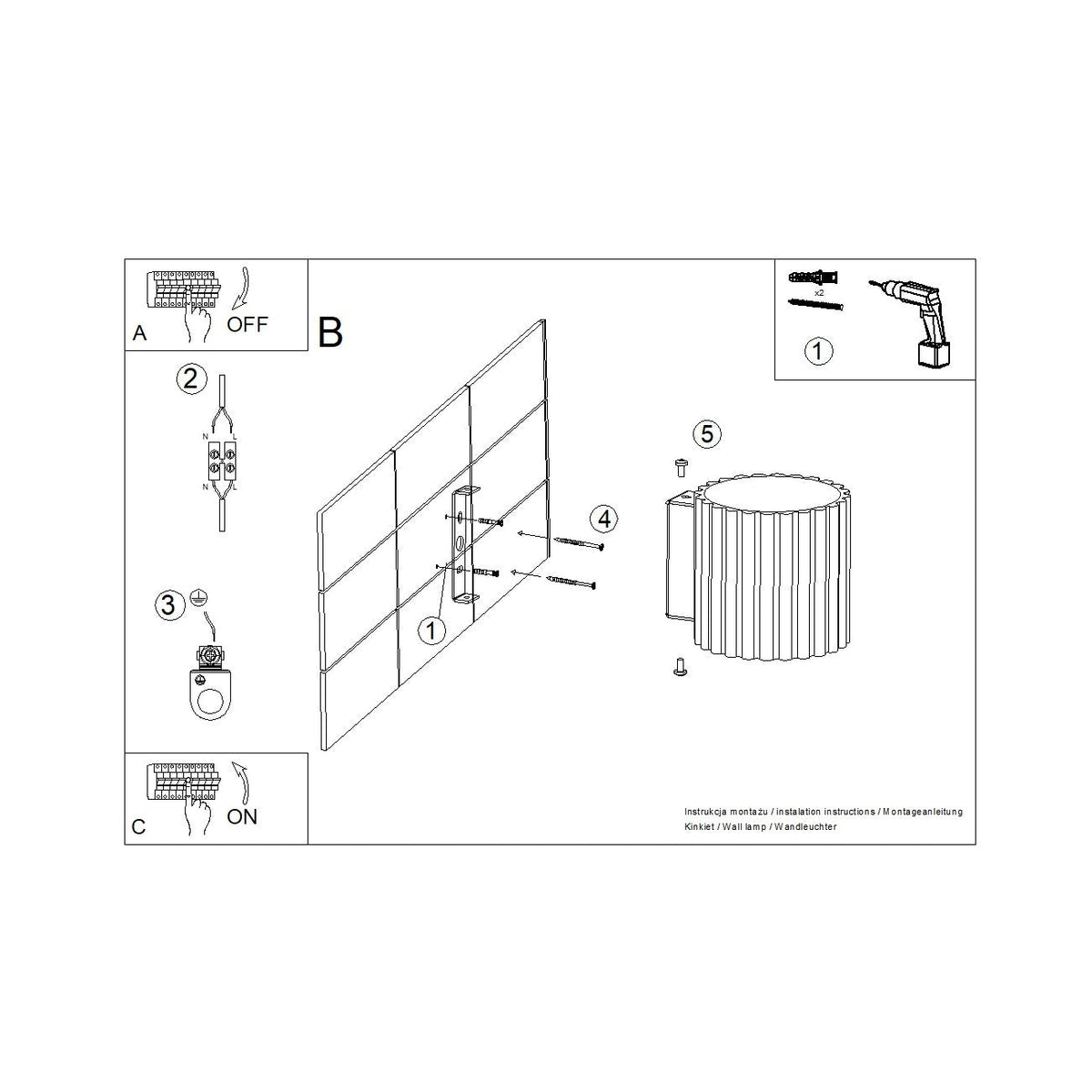 Applique murale Aura cannelée aluminium blanc
