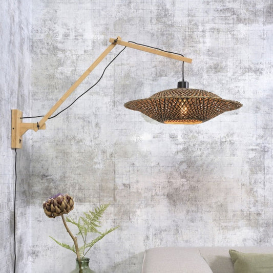 Applique Murale Bali Bras Articulé Bambou Tressé Naturel et Noir 105 cm