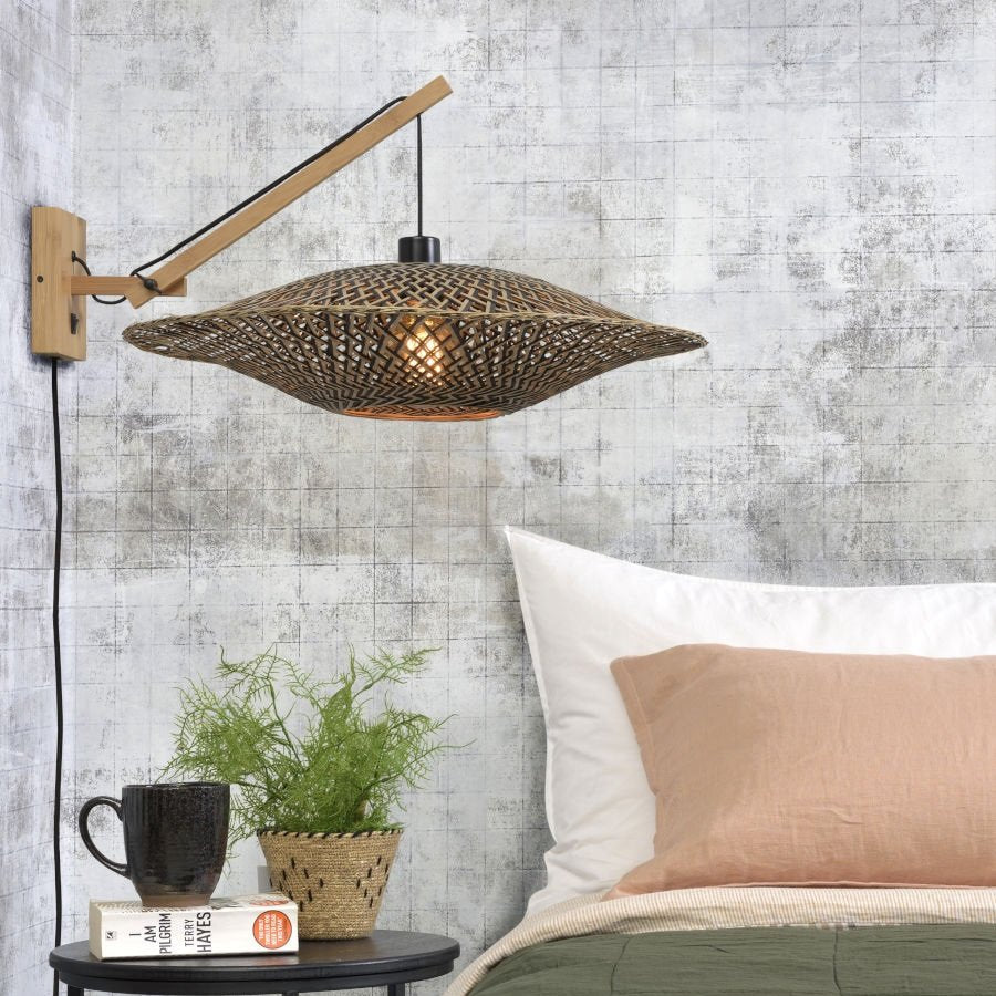 Applique Murale Bali Bambou Tressé Naturel et Noir 60 cm