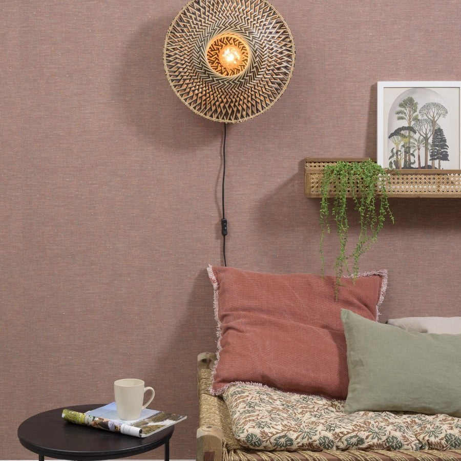 Applique Murale Bali Bambou Tressé Noir et Naturel 44 cm