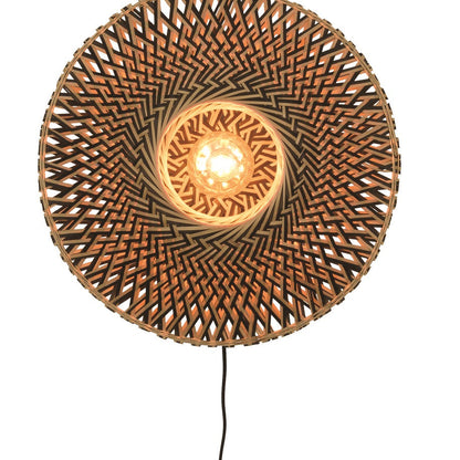 Applique Murale Bali Bambou Tressé Noir et Naturel 60 cm