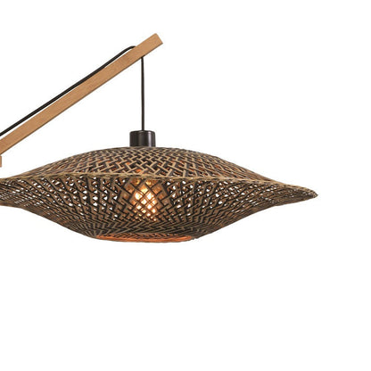 Applique Murale Bali Bambou Tressé Naturel et Noir 60 cm