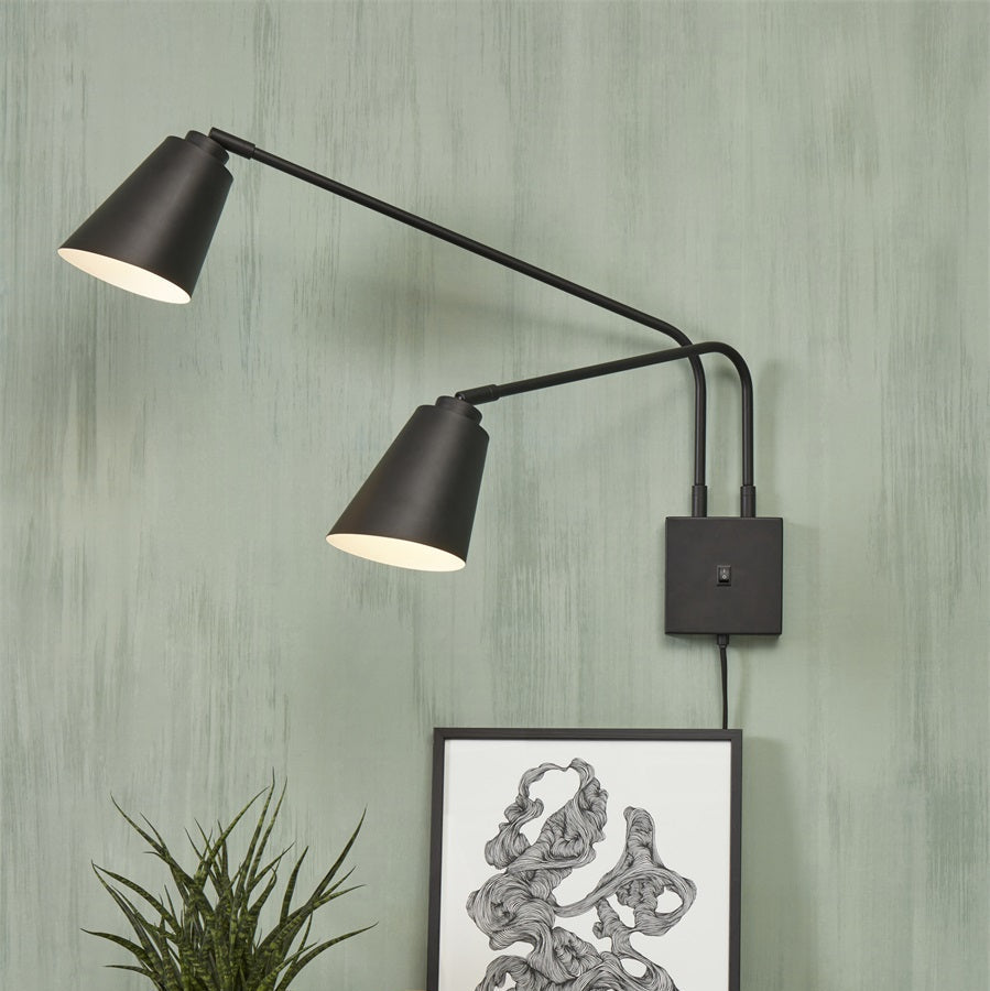 Applique Murale Bremen 2 Bras Fer Noir 135 cm