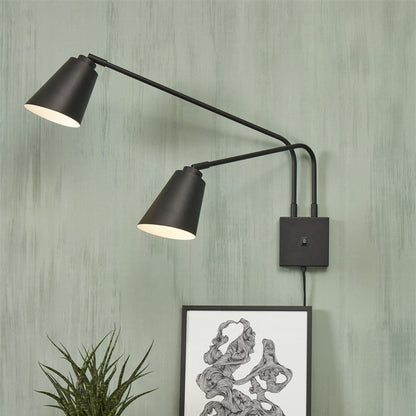 Applique Murale Bremen 2 Bras Fer Noir 135 cm