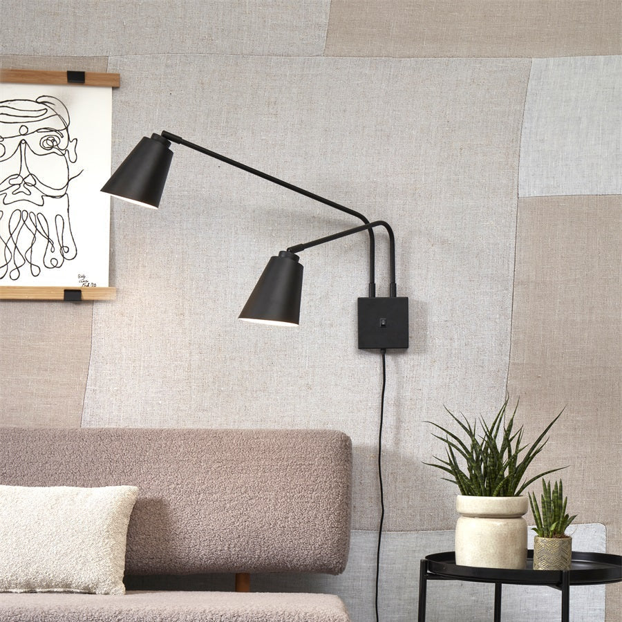 Applique Murale Bremen 2 Bras Fer Noir 135 cm