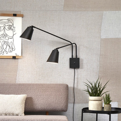 Applique Murale Bremen 2 Bras Fer Noir 135 cm