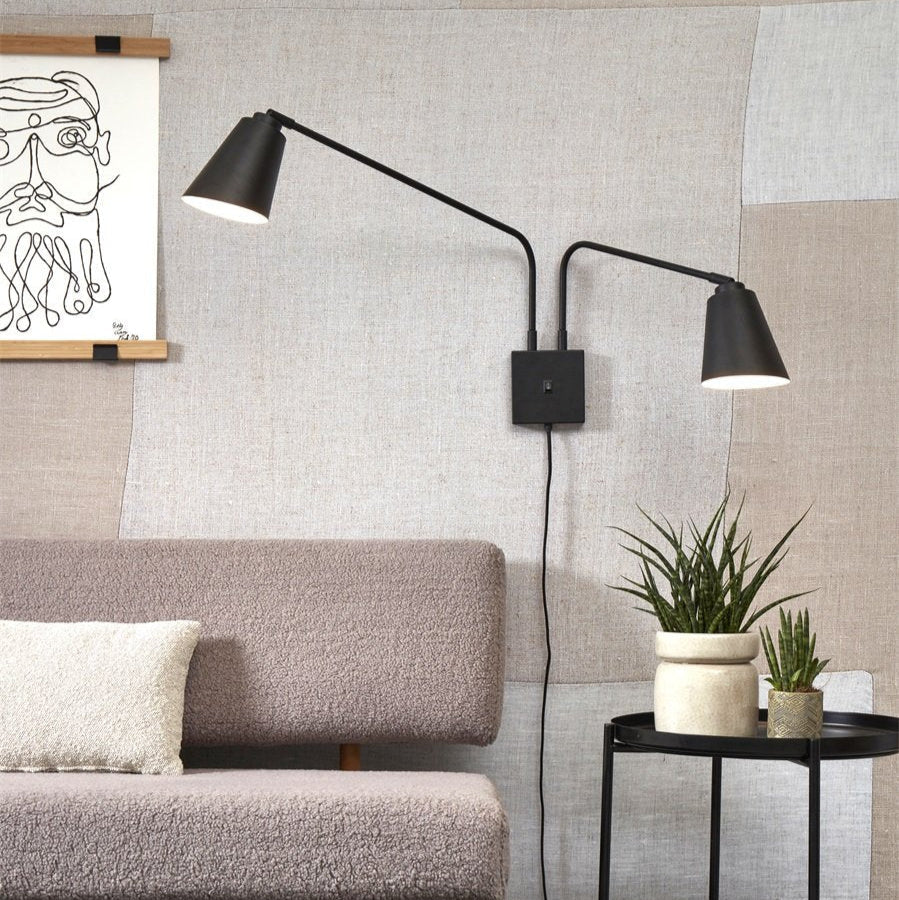 Applique Murale Bremen 2 Bras Fer Noir 135 cm