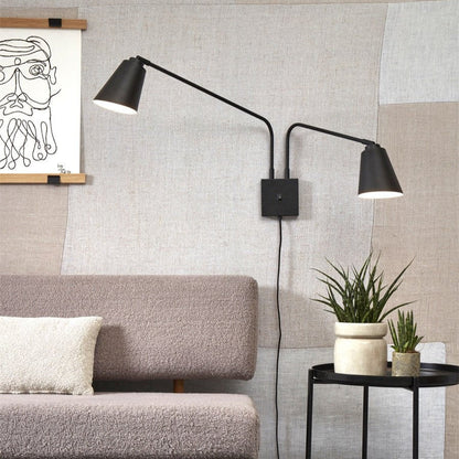 Applique Murale Bremen 2 Bras Fer Noir 135 cm