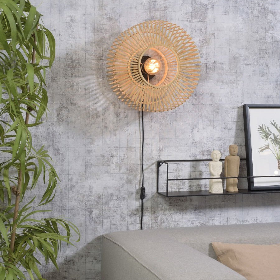 Applique Murale Bromo Bambou Tressé Naturel 40x18 cm
