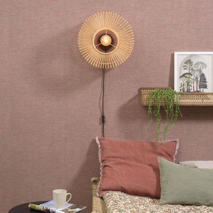 Applique Murale Bromo Bambou Tressé Naturel 40x18 cm