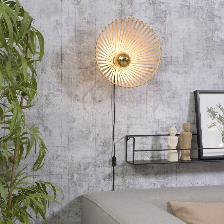 Applique Murale Bromo Bambou Tressé Naturel 40 cm