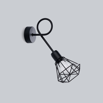 Applique Murale Ajustable Cage Métal Noir
