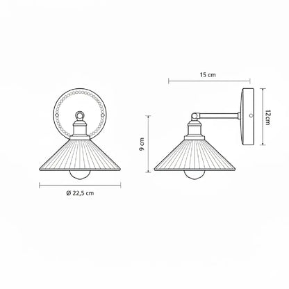 Applique Murale Céramique Blanche Plissée et Laiton Doré Orientable