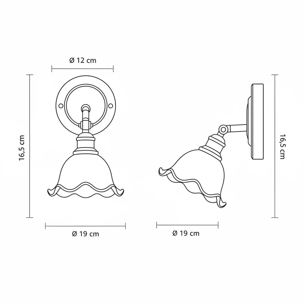 Applique Murale Céramique Blanche Forme Fleur et Cuivre Doré, Bras Orientable