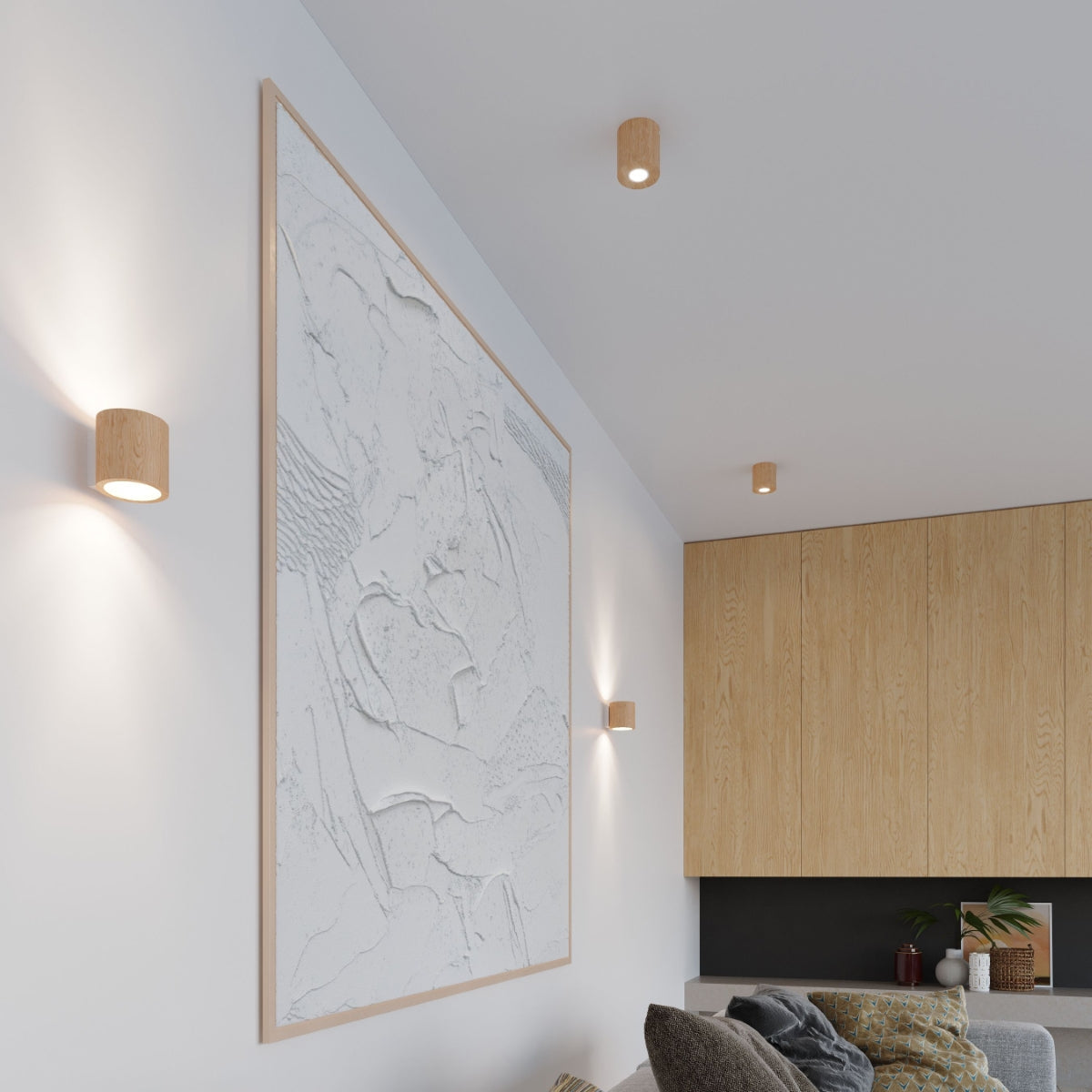 Applique Murale Cylindrique en Bois Naturel