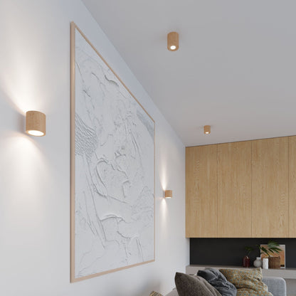 Applique Murale Cylindrique en Bois Naturel