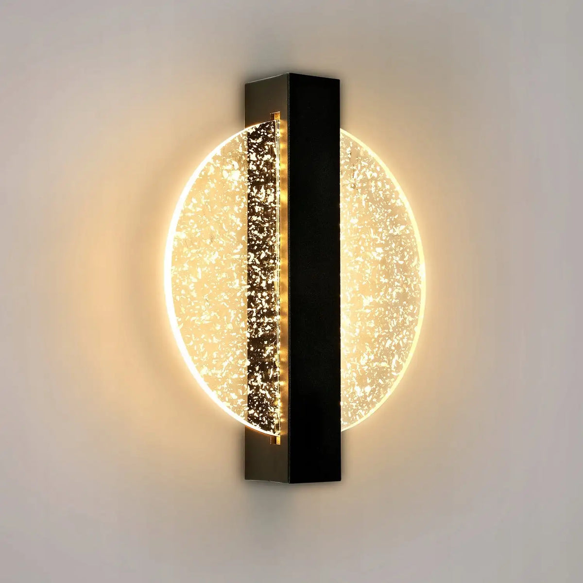 Applique Murale Disque Acrylique Effet Cristal LED Noire