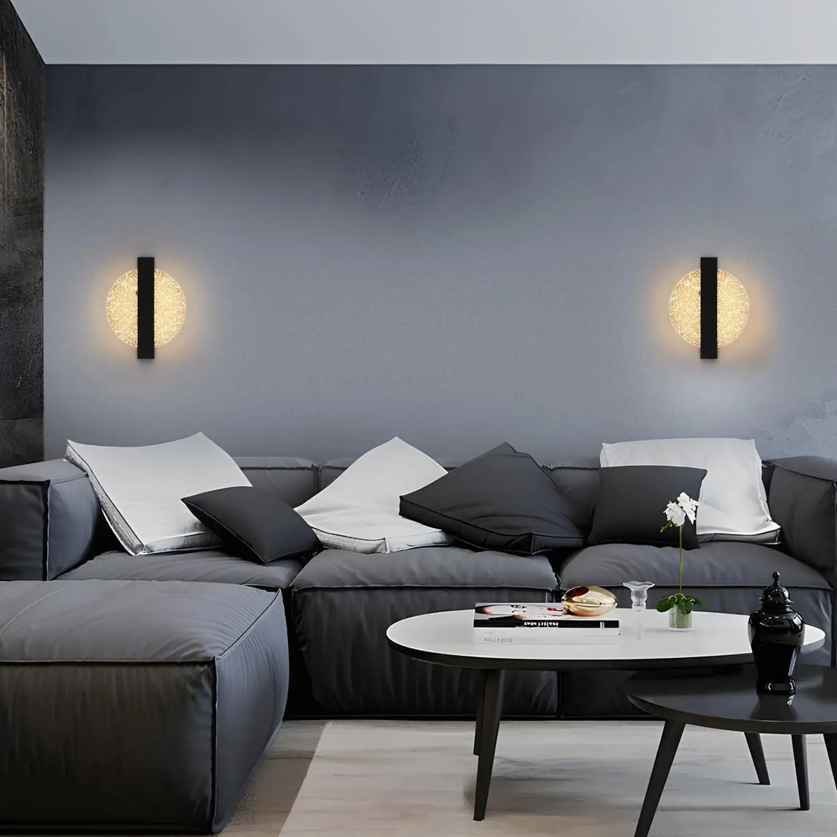 Applique Murale Disque Acrylique Effet Cristal LED Noire