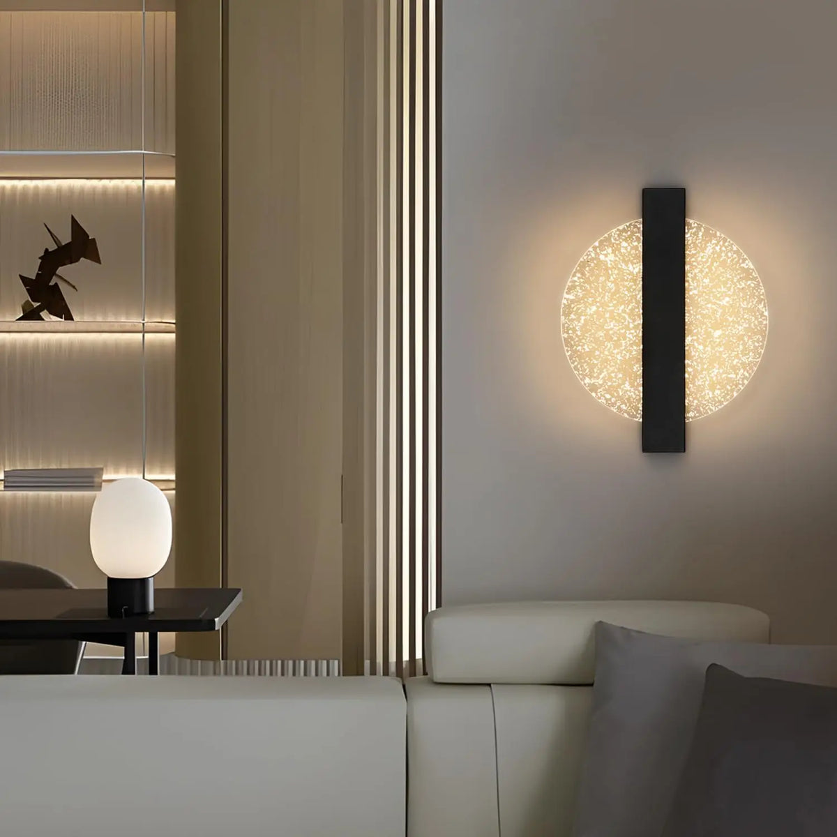 Applique Murale Disque Acrylique Effet Cristal LED Noire
