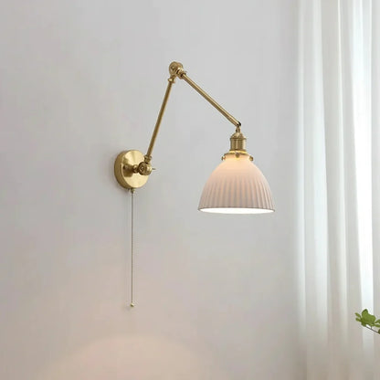 Applique Murale Bras Long Orientable en Laiton et Céramique