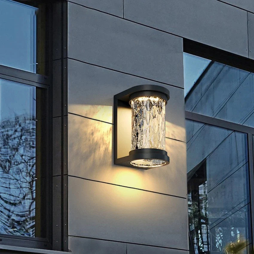 Applique Murale Extérieure LED Effet Cristal Noire IP65