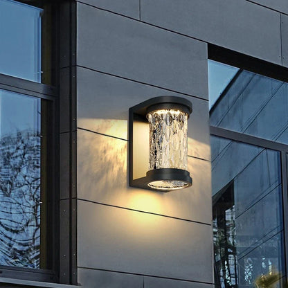 Applique Murale Extérieure LED Effet Cristal Noire IP65