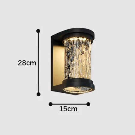 Applique Murale Extérieure LED Effet Cristal Noire IP65