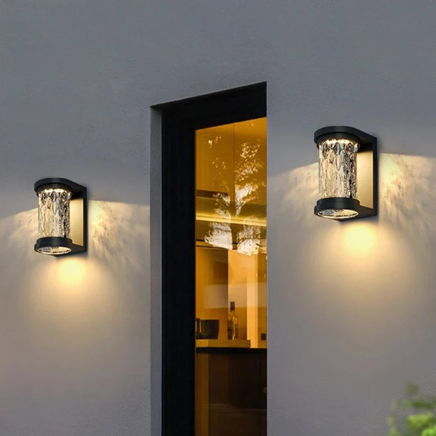 Applique Murale Extérieure LED Effet Cristal Noire IP65