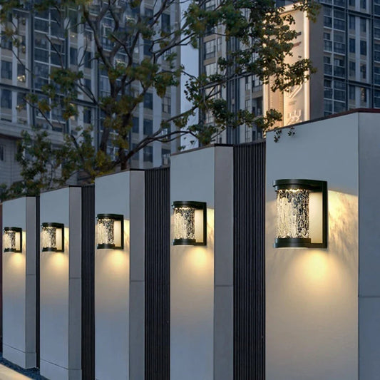 Applique Murale Extérieure LED Effet Cristal Noire IP65