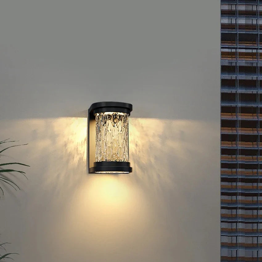 Applique Murale Extérieure LED Effet Cristal Noire IP65