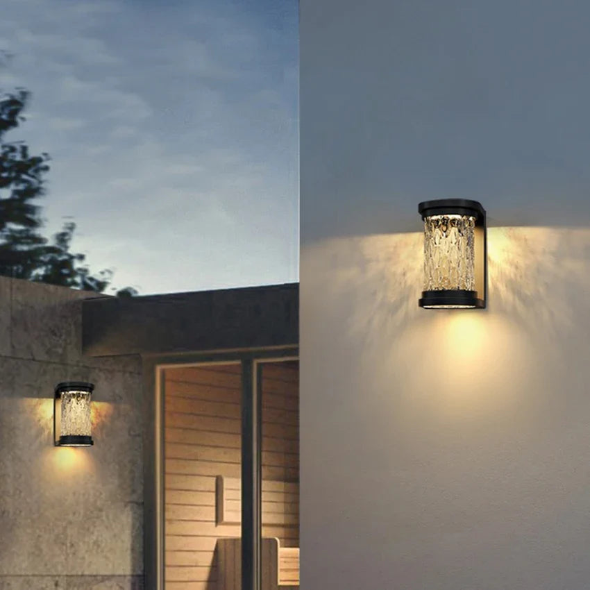 Applique Murale Extérieure LED Effet Cristal Noire IP65